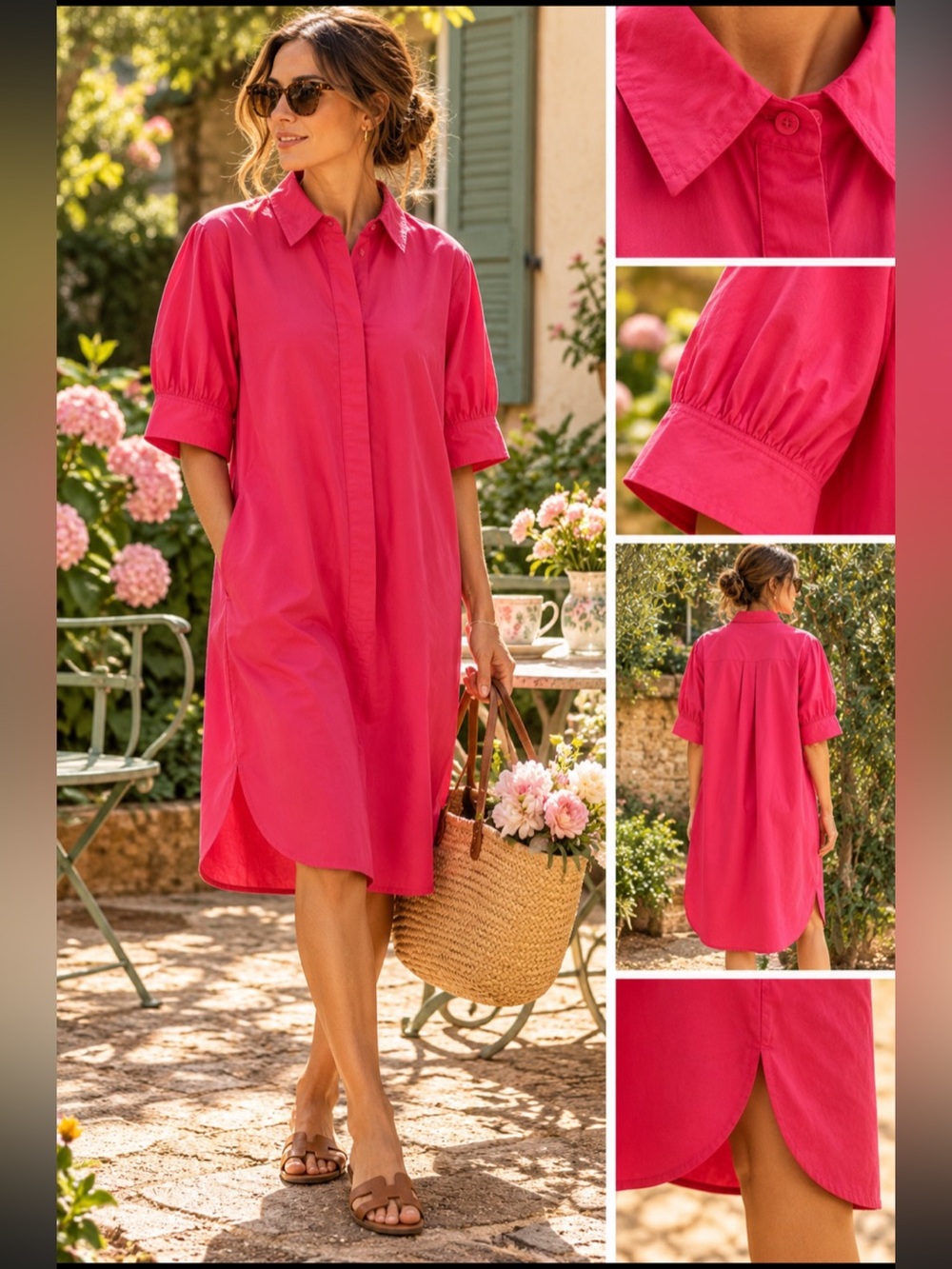 Simons Contemporaine Pink Organic Cotton Shirt Dress Large NWT